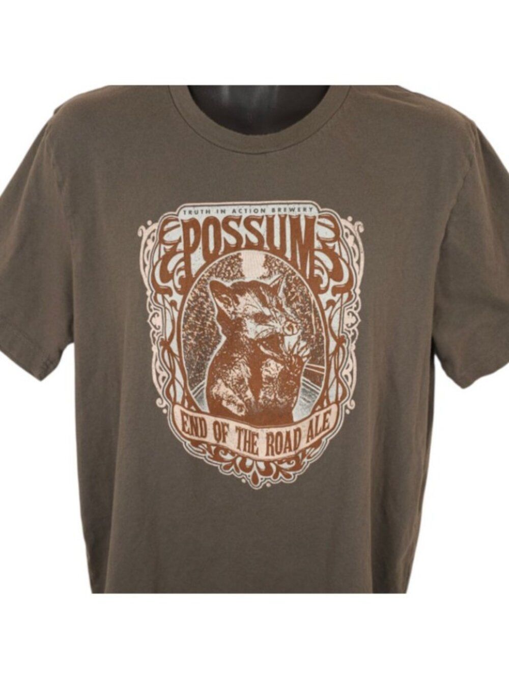 Possum Beer T Shirt Mens Size Large Brown End Of The Road Ale Truth In Action